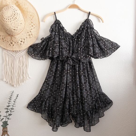 MISA Los Angeles Suki Cold-Shoulder Floral Flowy Mini Dress XS - Picture 1 of 14